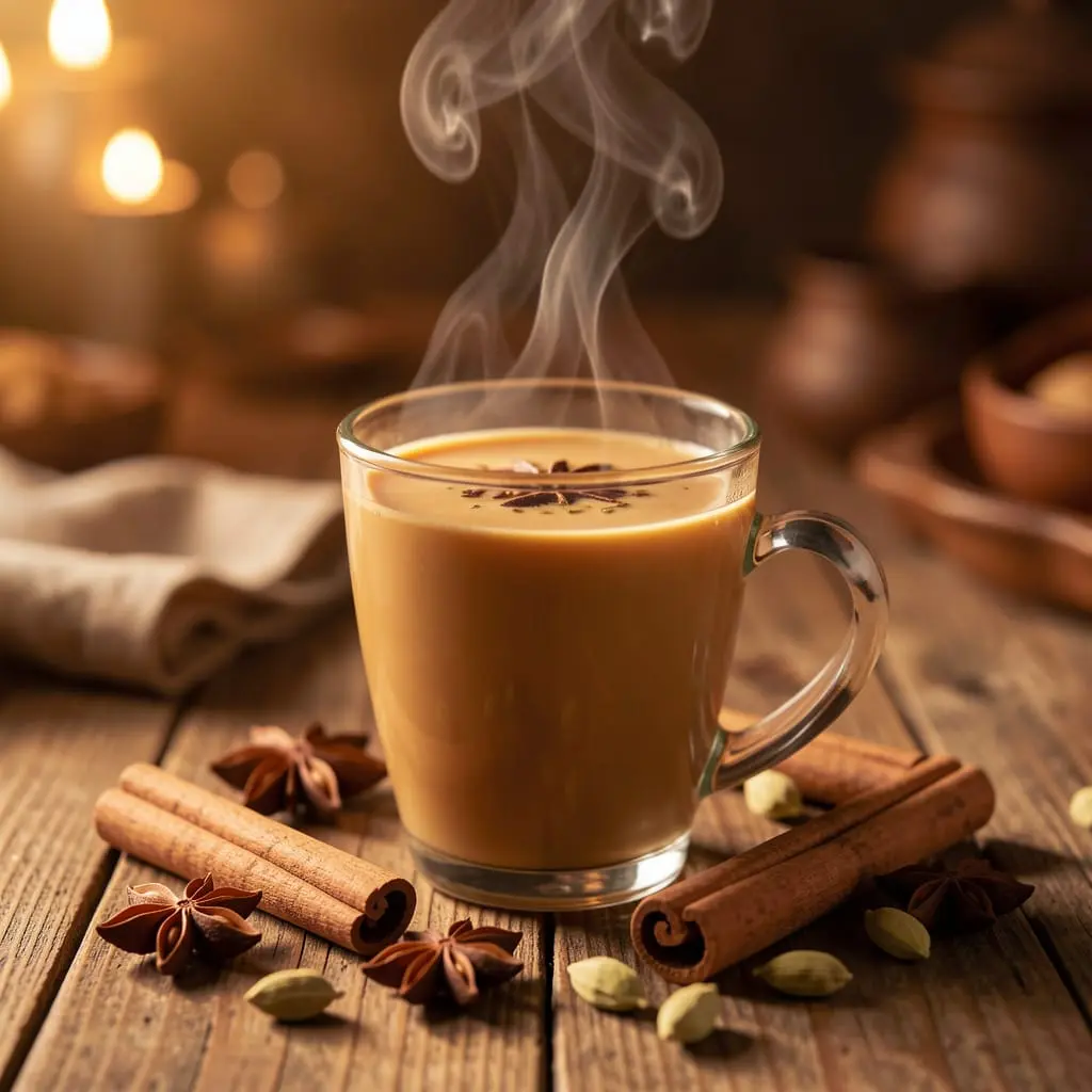 Chai indien traditionnel, thé aux épices emblématique de la culture indienne