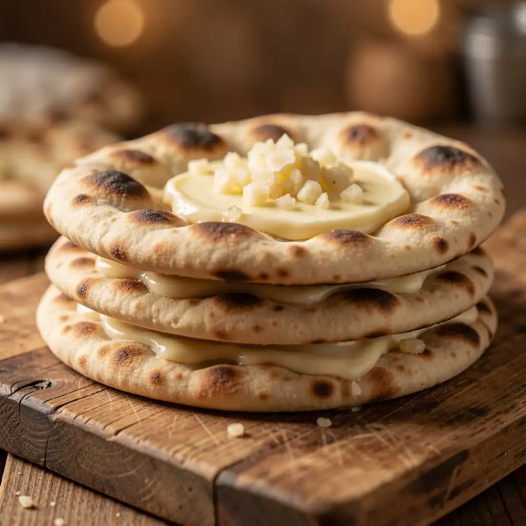 Pile de naans au beurre et à l'ail
