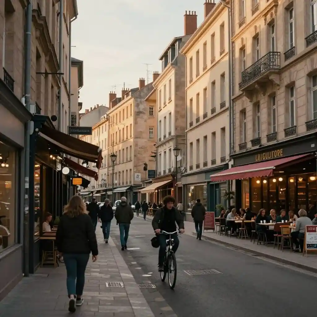 Rue animée du quartier de la Guillotière à Lyon