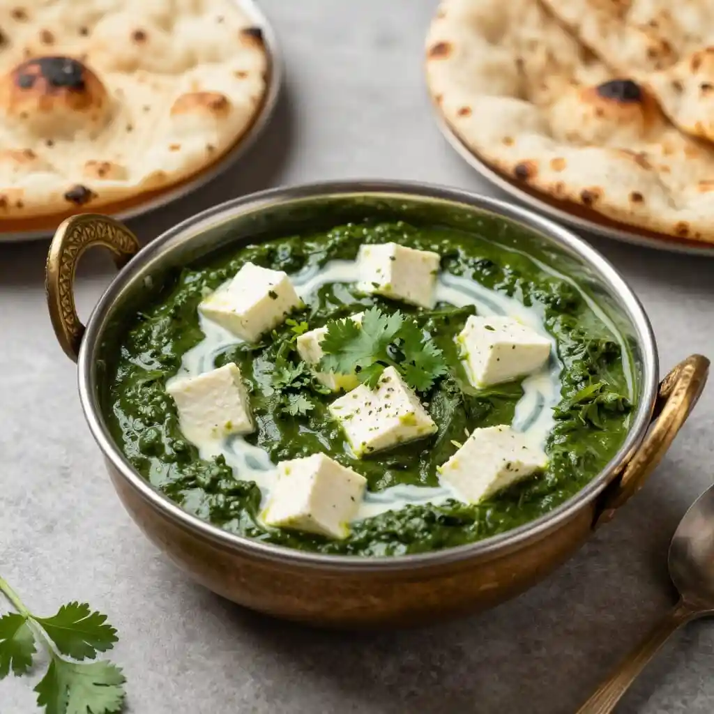 Palak paneer indien avec fromage paneer dans une sauce aux épinards