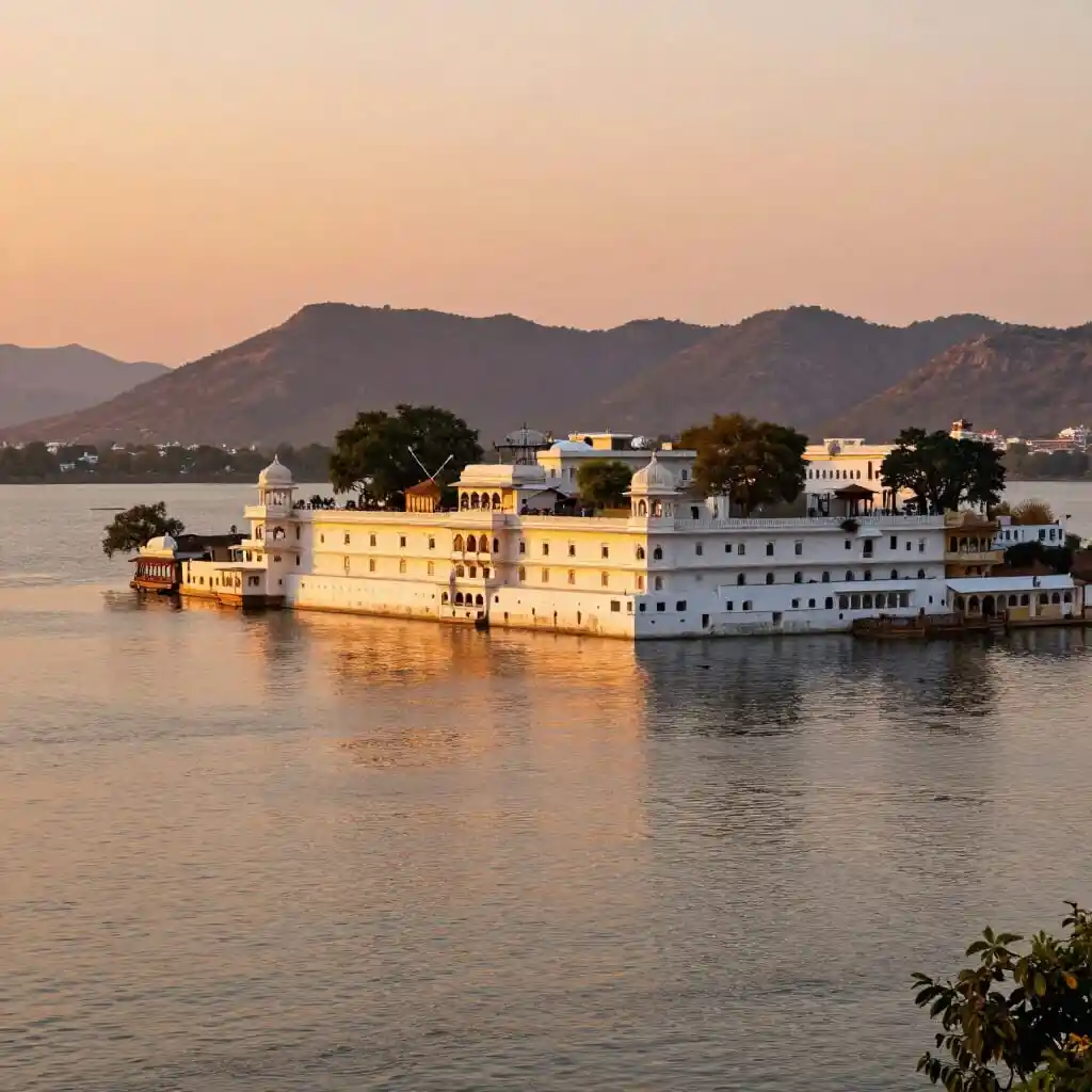 Vue d’Udaipur et du lac Pichola entouré de palais historiques